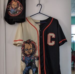 🍁Chucky Baseball Jersey Style Tee & Shorts Set M